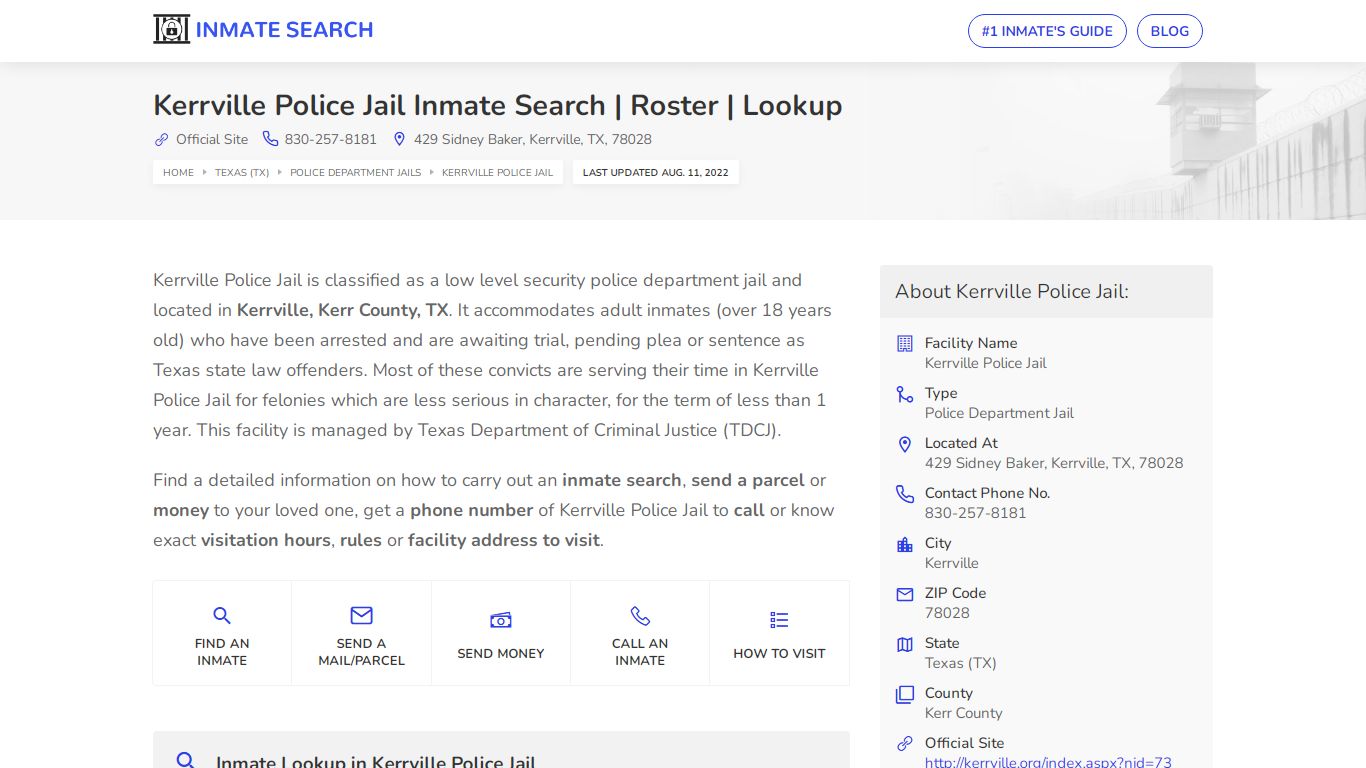 Kerrville Police Jail Inmate Search | Roster | Lookup