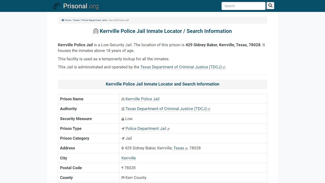 Kerrville Police Jail-Inmate Locator/Search Info, Phone ...